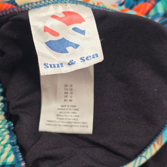 Sun & Sea Green Tropical Padded Tie Swim Sports Bra Beach Bikini Top M Medium - Picture 6 of 7